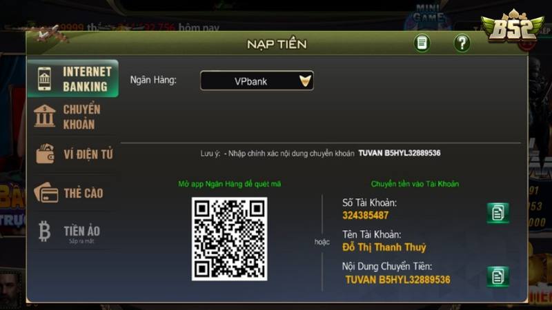 Các bước nạp tiền tiện lợi và an toàn