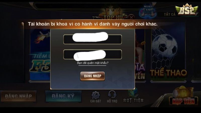 Người vi phạm chính sách và điều khoản cổng game sẽ bị tạm ngưng sử dụng account